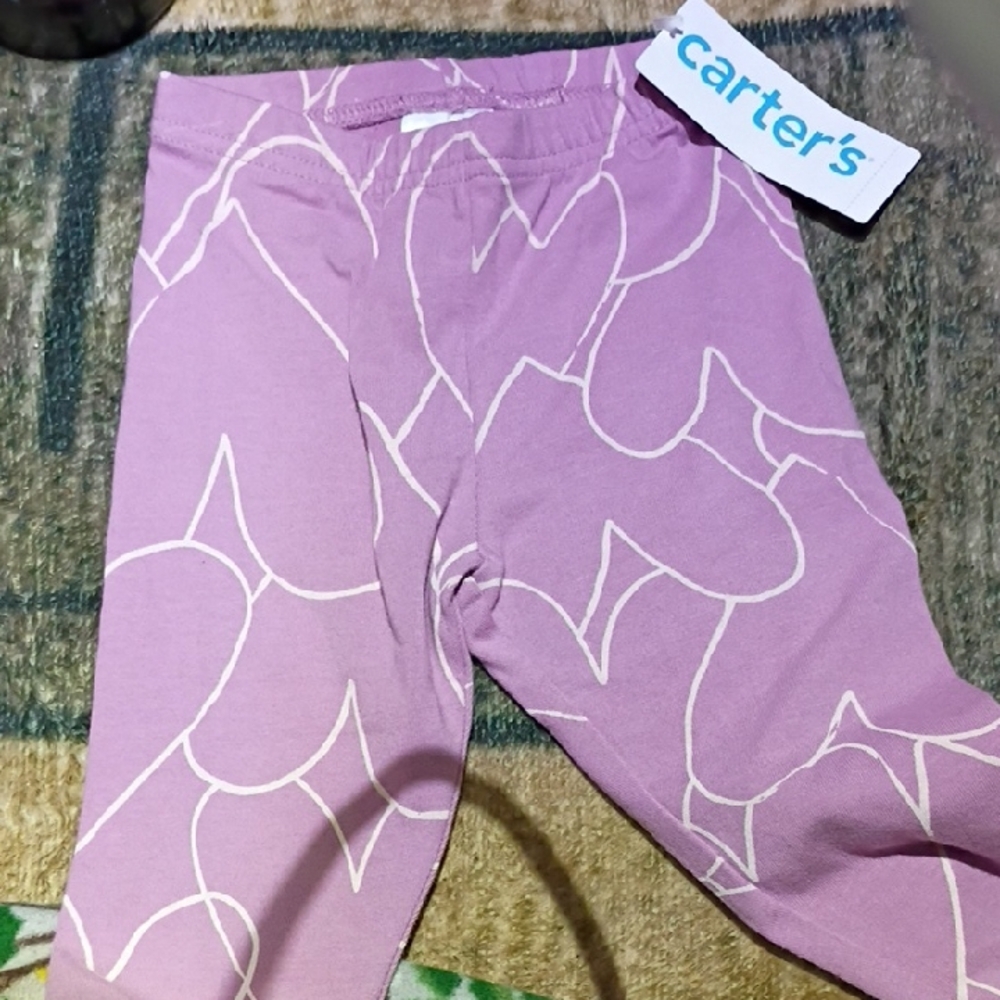 Carter's Purple Heart Pattern Kids Leggings